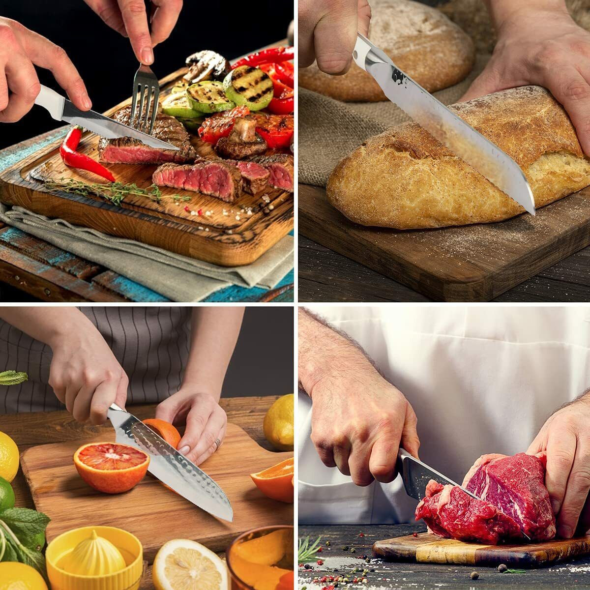 Knife Set, 16-Piece Kitchen Knife Set with Block Wooden German Stainless Steel - Fresh Stock Dated February 2026