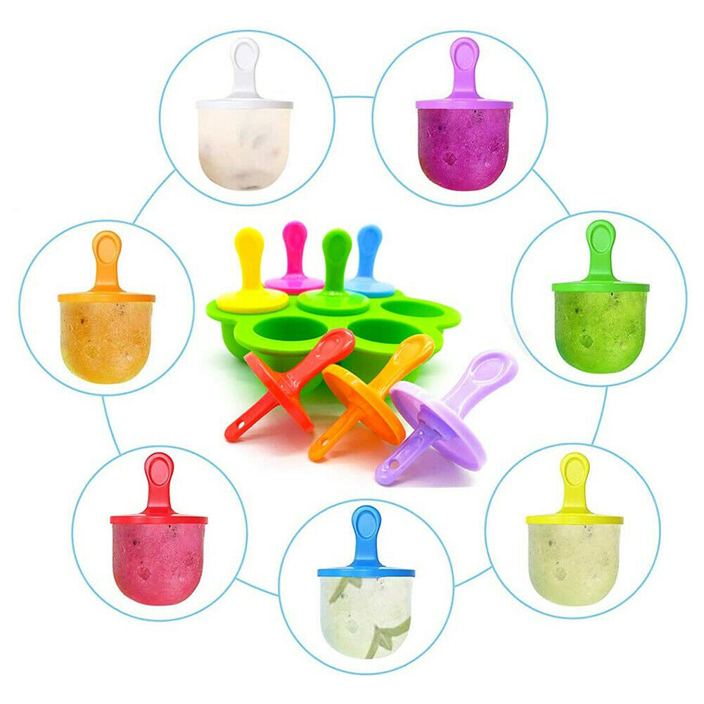 7 Hole Ice Cream Mold Silicone Freeze Popsicle with Stick DIY Form Mould - Fresh Stock Dated February 2026
