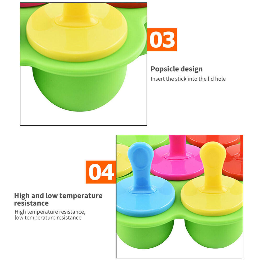 7 Hole Ice Cream Mold Silicone Freeze Popsicle with Stick DIY Form Mould - Fresh Stock Dated February 2026