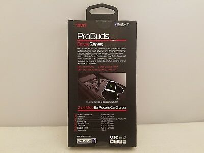 Tzumi ProBuds Driver Series 2-in-1 Micro Bluetooth Ear Piece & Car Charger 4617B - Fresh Stock Dated December 2025