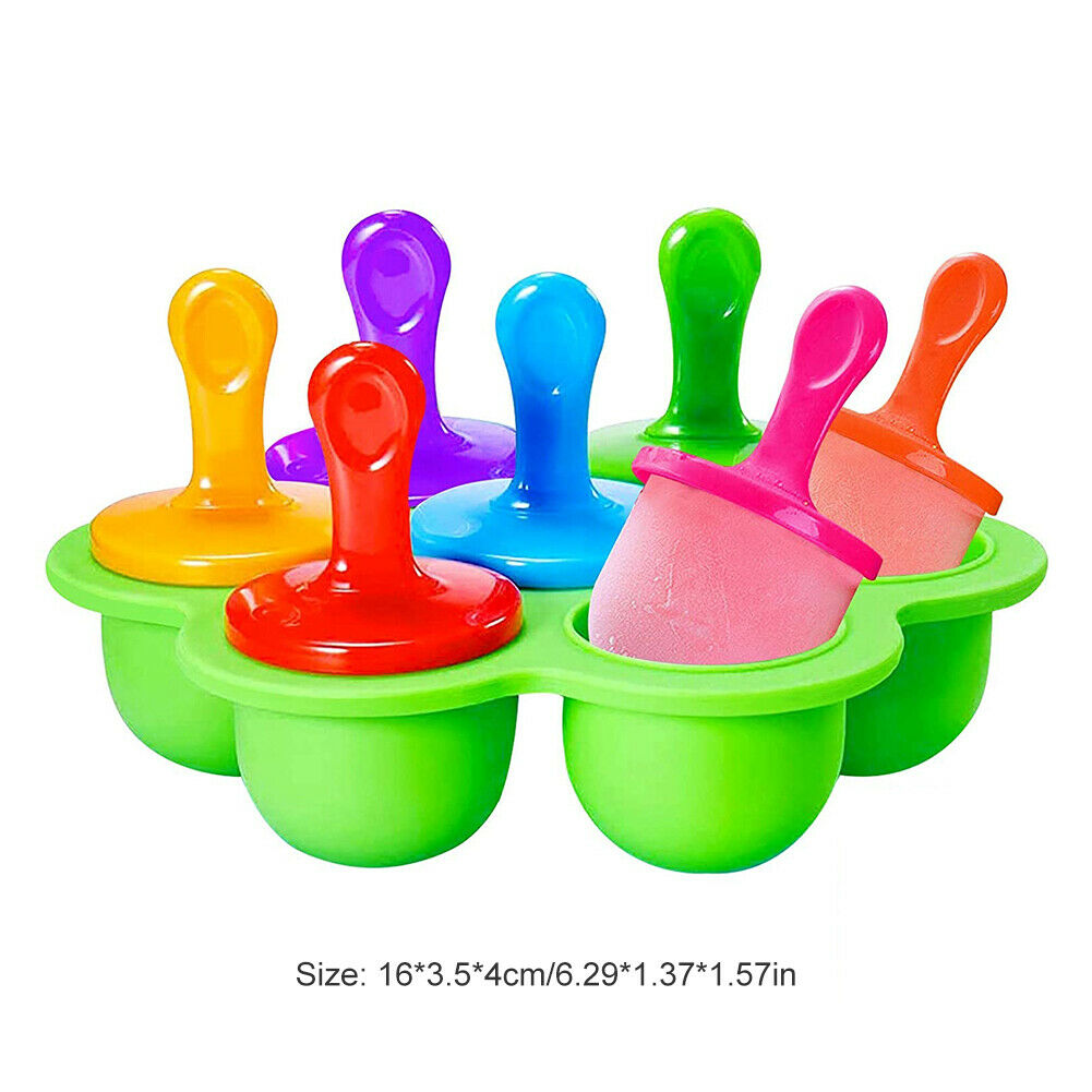 7 Hole Ice Cream Mold Silicone Freeze Popsicle with Stick DIY Form Mould - Fresh Stock Dated February 2026
