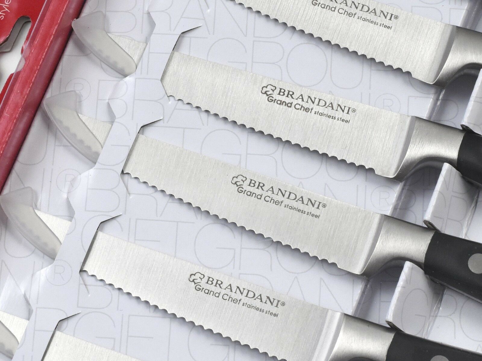 *NEW* 6 x Brandani Forged Stainless Steel Steak Knives - Black Handles *NIB* - Fresh Stock Dated February 2026