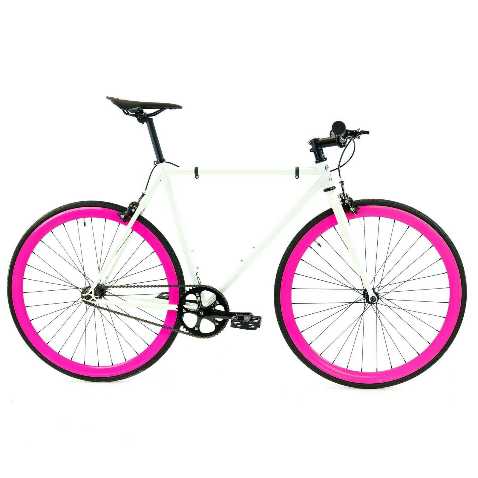 Golden Cycles Fixed Gear Single Speed Bike Bicycle Dahlia White Pink 41 CM - Fresh Stock Dated December 2025