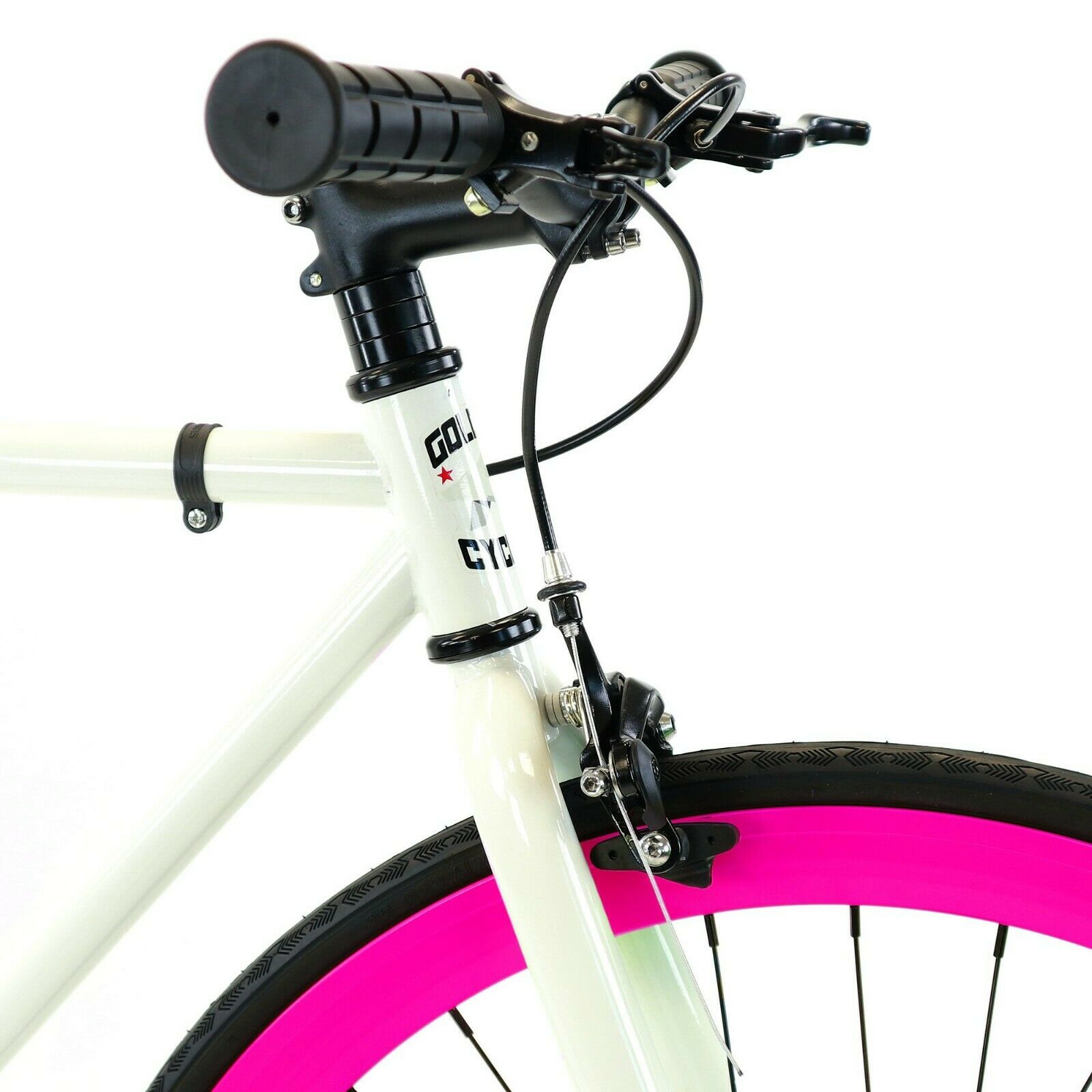 Golden Cycles Fixed Gear Single Speed Bike Bicycle Dahlia White Pink 41 CM - Fresh Stock Dated December 2025