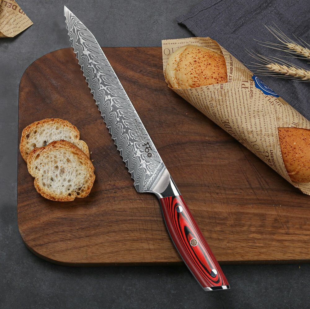 TURWHO 8inch Bread Knife 67-Layer Japanese VG10 Damascus Steel Kitchen Knives - Fresh Stock Dated February 2026