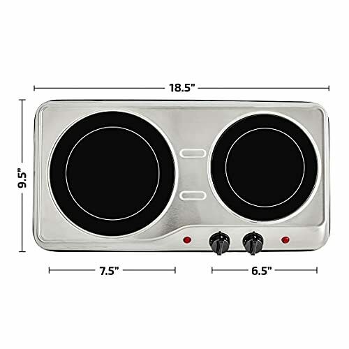 Electric Stove Cooktop Burner Infrared Ceramic Double Glass Hot Plate 1500 Watts - Fresh Stock Dated February 2026