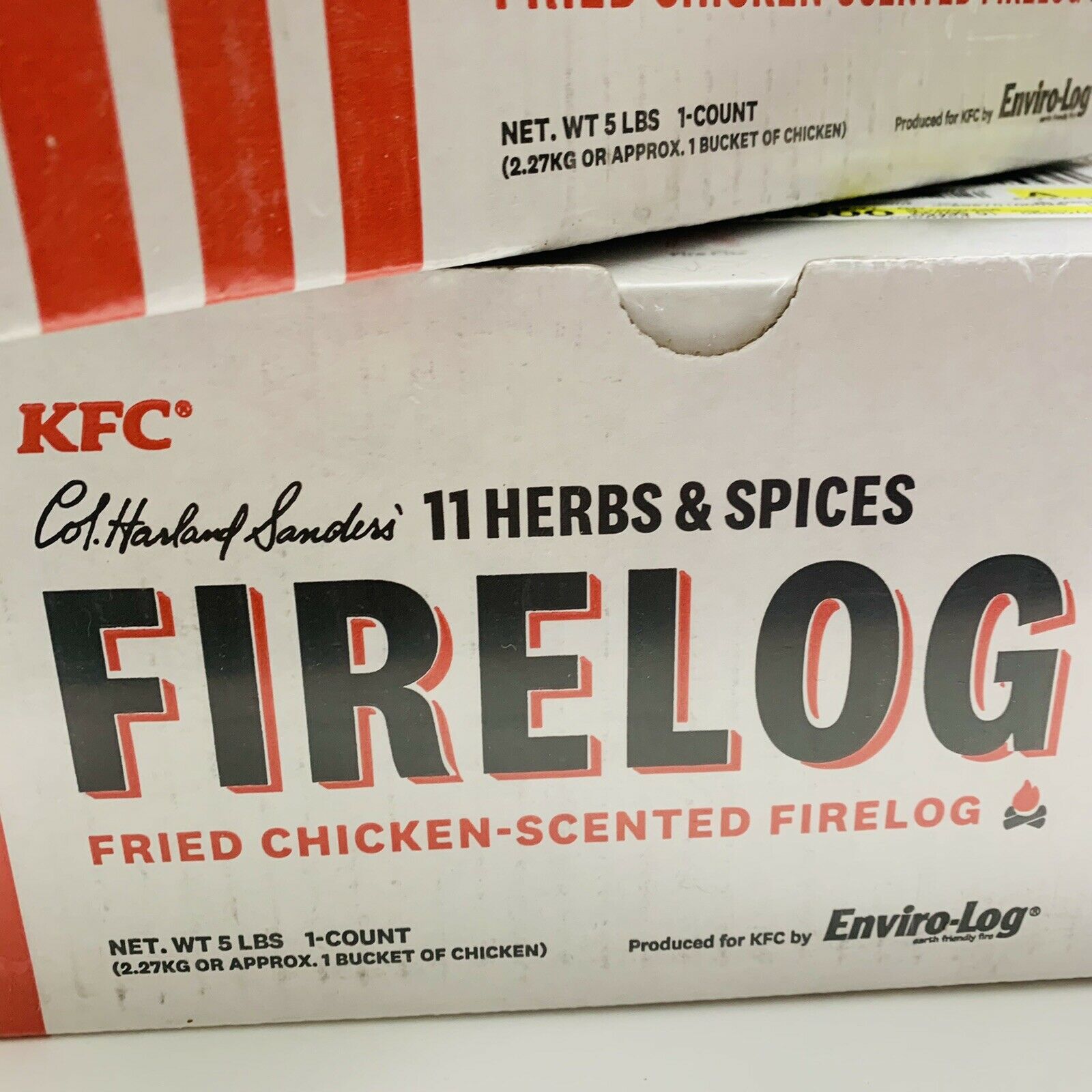 2 KFC Limited Edition 11 Herbs Spices FIRE LOG EnviroLog KENTUCKY FRIED CHICKEN - Fresh Stock Dated December 2025
