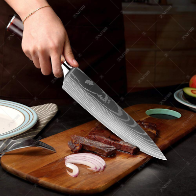 XITUO 1-10PCS  kitchen knives Set Laser Damascus pattern chef knife Sharp Santok - Fresh Stock Dated January 2026