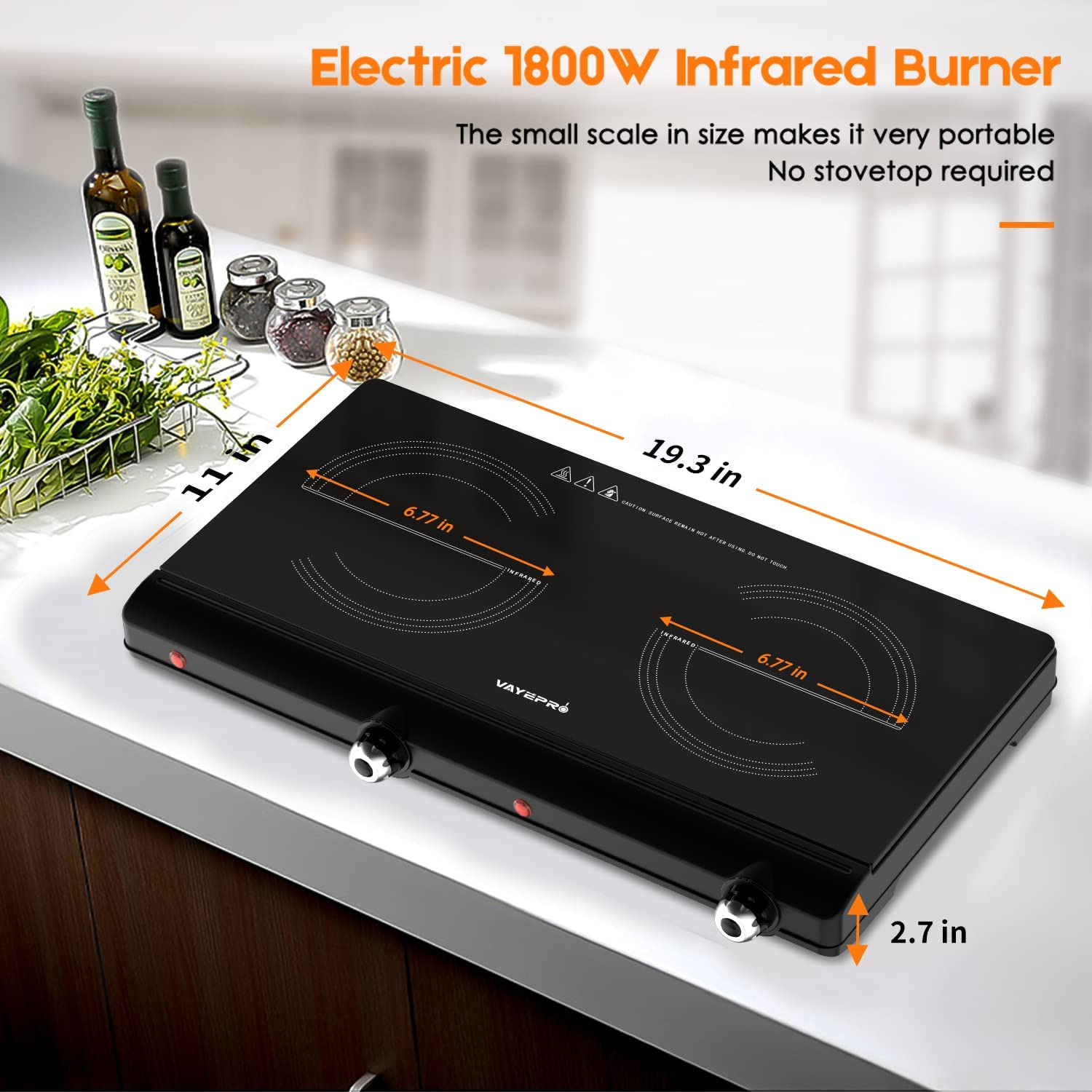 Electric Hot Plate for Cooking, Infrared Double Burner,1800W Portable Electric - Fresh Stock Dated January 2026