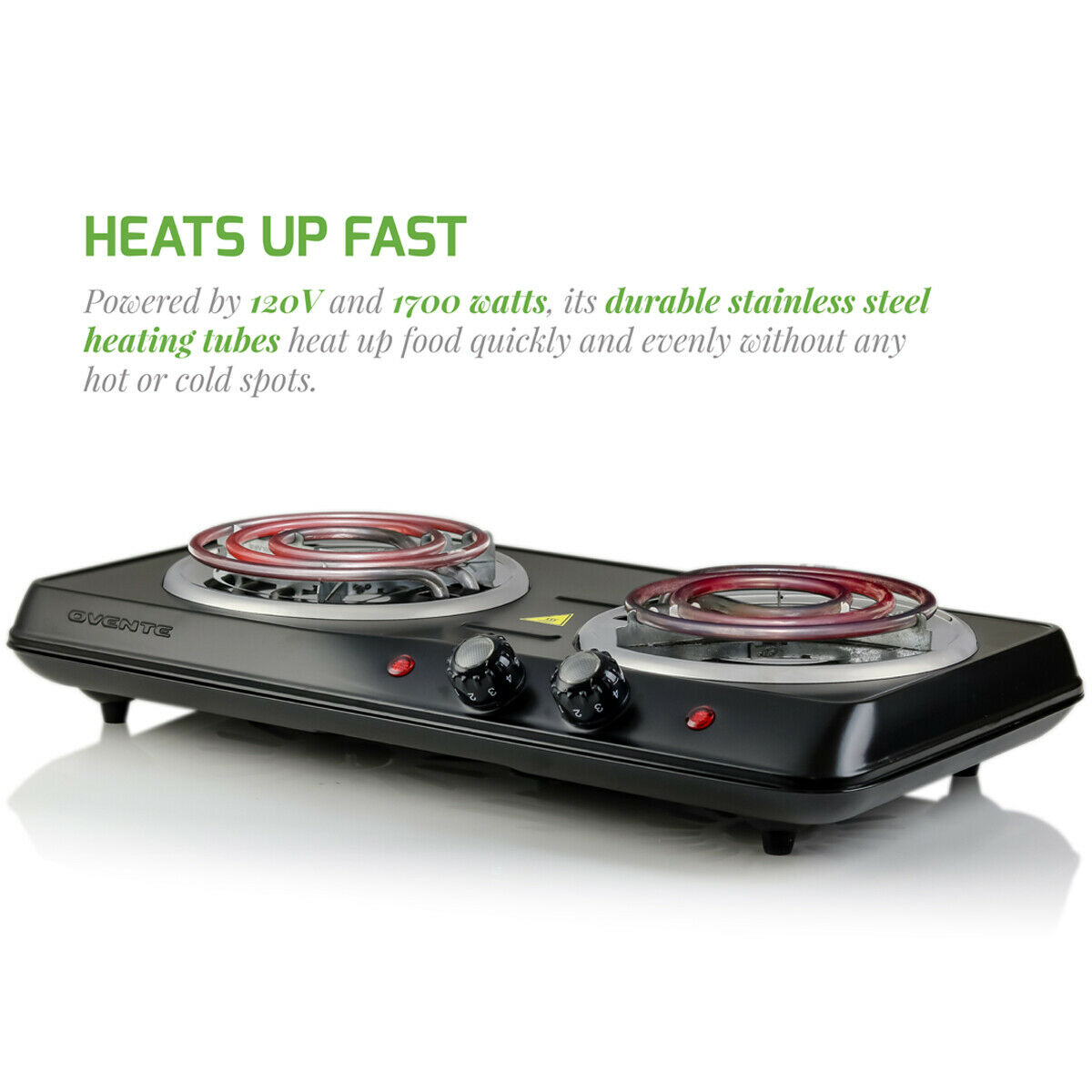 Ovente Electric Double Coil Burner 6 Inch Hot Plate Portable Cooktop BGC102B - Fresh Stock Dated February 2026