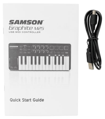 Samson Graphite M25 25-Key USB MIDI DJ Keyboard Controller+Pair Studio Monitors - Fresh Stock Dated December 2025