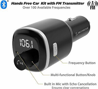 Scosche Universal Hands-Free Bluetooth Car Kit - FM Transmitter, Dual USB, Black - Fresh Stock Dated December 2025