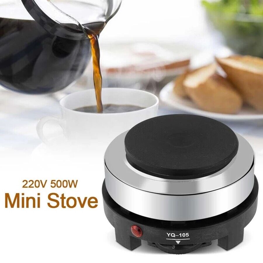 Electric Stove Hot Plate Cooker Portable Single Burner Coffee Milk Heater 500W - Fresh Stock Dated February 2026