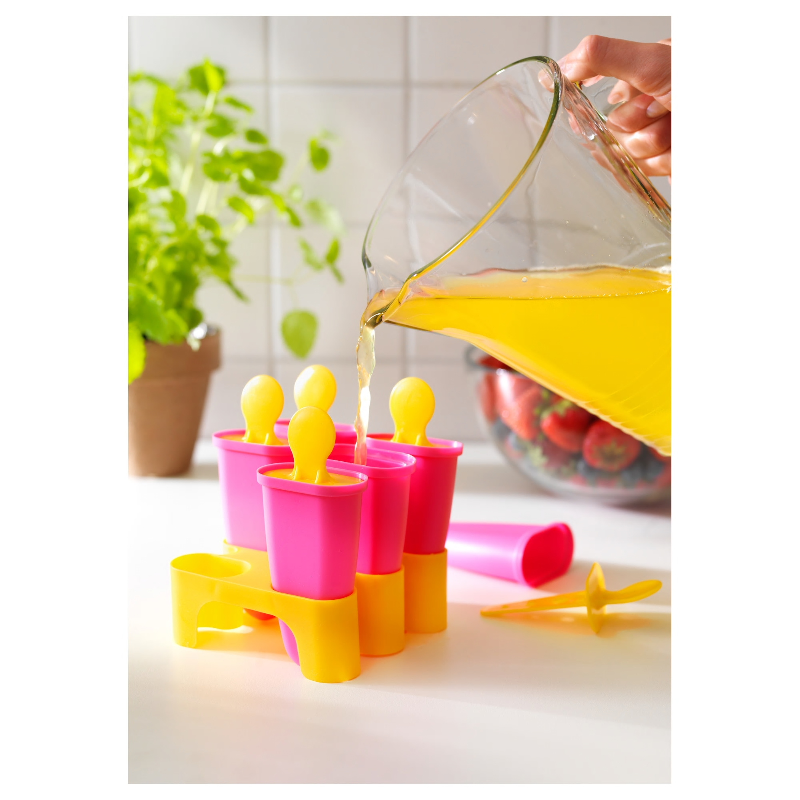 Ice Popcicle Molds Fruit Juice molds Set of 6 Pink Yellow - Fresh Stock Dated February 2026