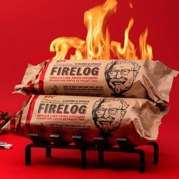 🔥(2)Limited EditionKFC FIRELOG Fire Log Colonels Fried Chicken 11 HERBS &SPICES - Fresh Stock Dated January 2026