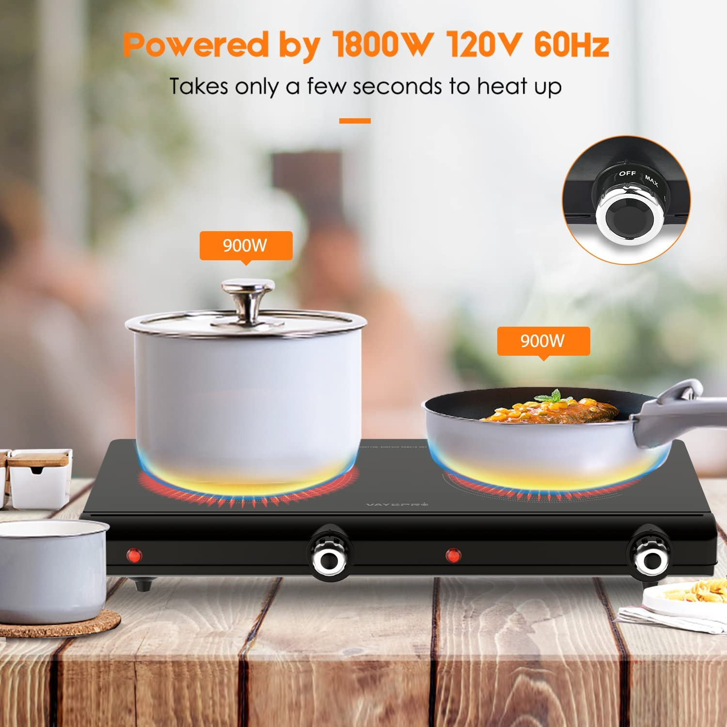 Electric Hot Plate for Cooking, Infrared Double Burner,1800W Portable Electric - Fresh Stock Dated January 2026