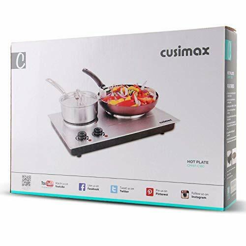 CUSIMAX 1800W Double Hot Plate, Stainless Steel Silver Countertop Burner Port - Fresh Stock Dated February 2026