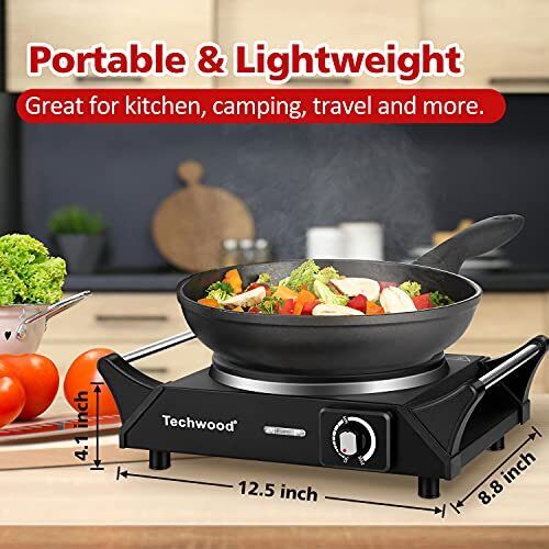 Hot Plate, Techwood Electric Stove for Cooking, 1500W Countertop Single... - Fresh Stock Dated February 2026