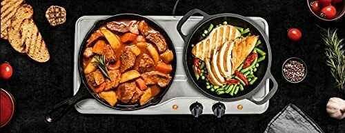 Electric Stove Cooktop Burner Infrared Ceramic Double Glass Hot Plate 1500 Watts - Fresh Stock Dated February 2026