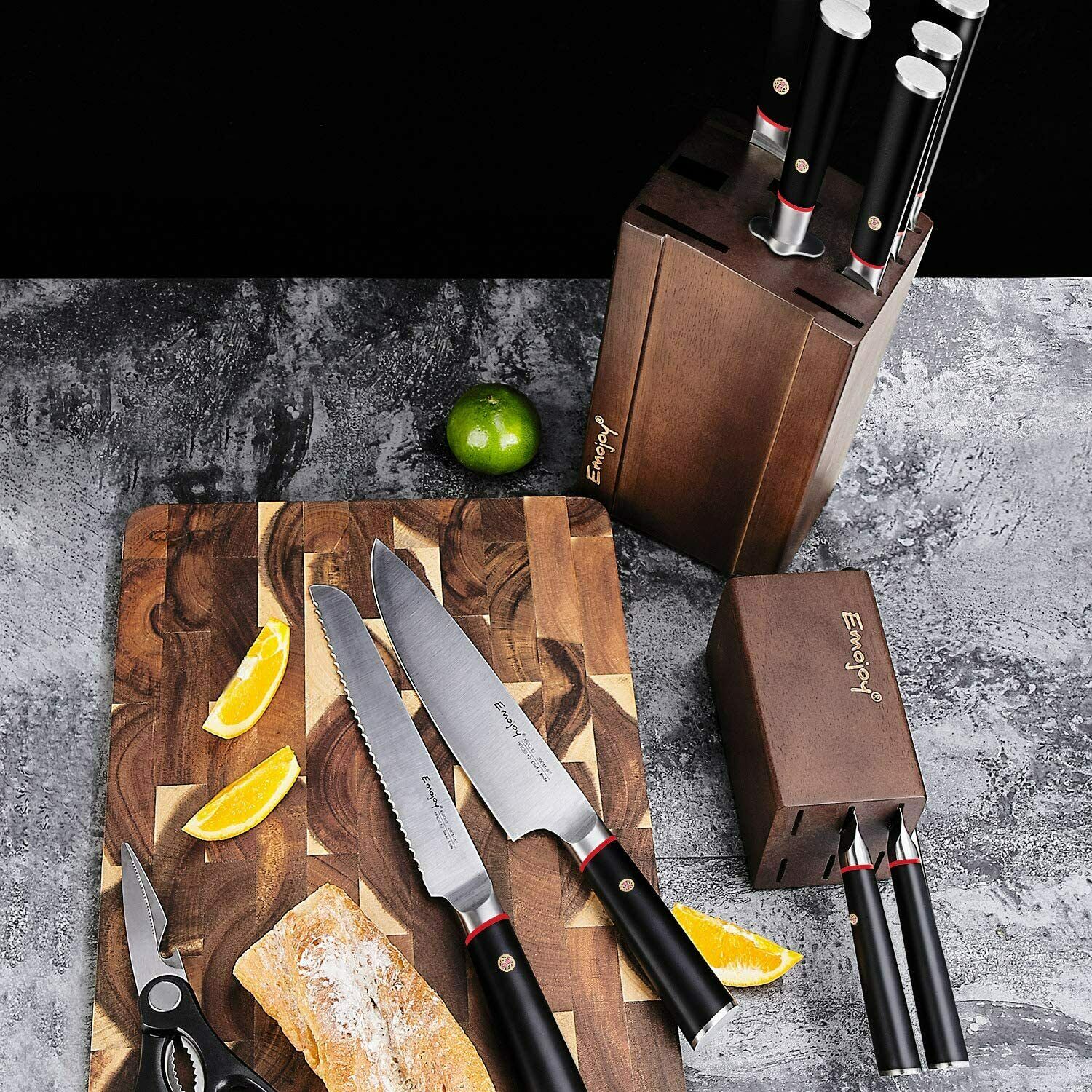 Knife Set, 16-Piece Kitchen Knife Set with Block Wooden German Stainless Steel - Fresh Stock Dated January 2026