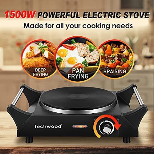 Hot Plate, Techwood Electric Stove for Cooking, 1500W Countertop Single... - Fresh Stock Dated February 2026