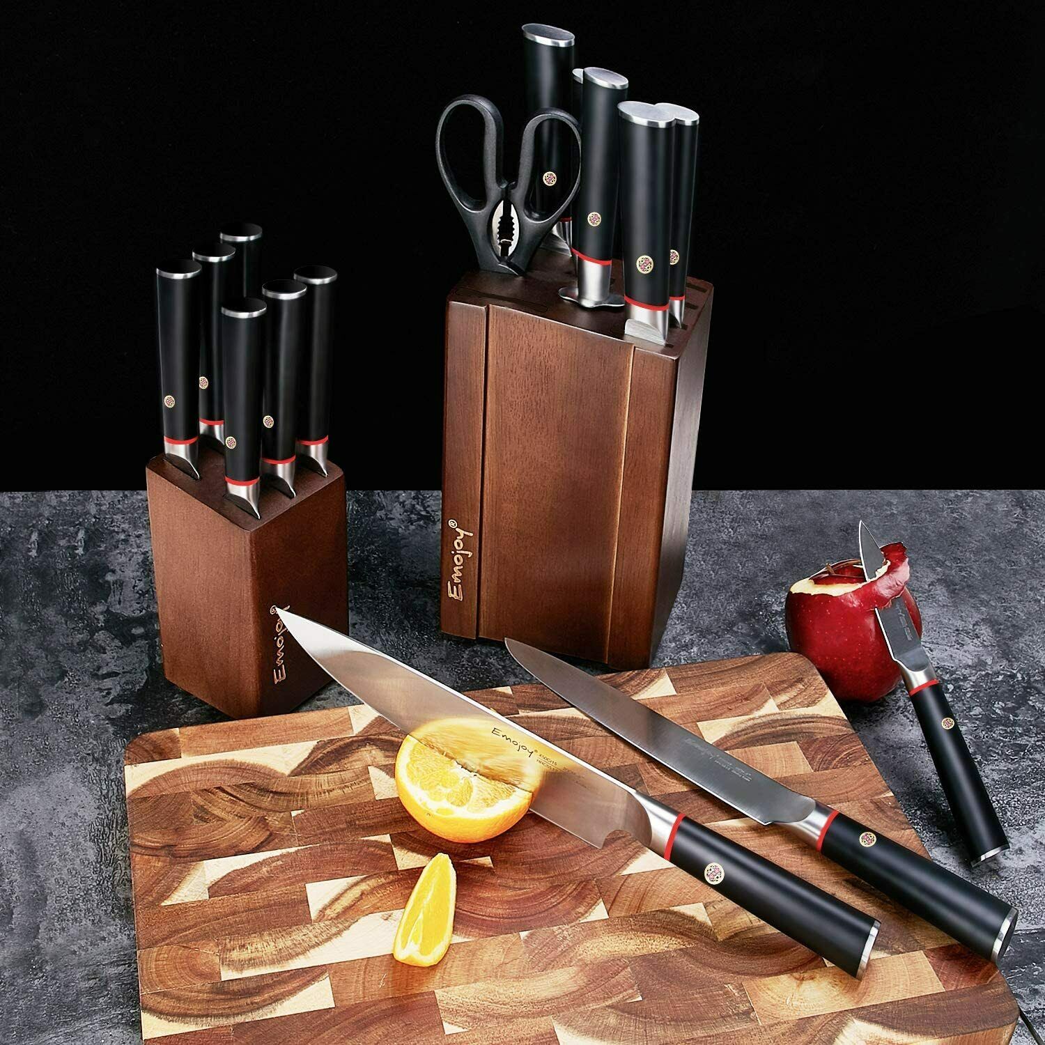 Knife Set, 16-Piece Kitchen Knife Set with Block Wooden German Stainless Steel - Fresh Stock Dated January 2026