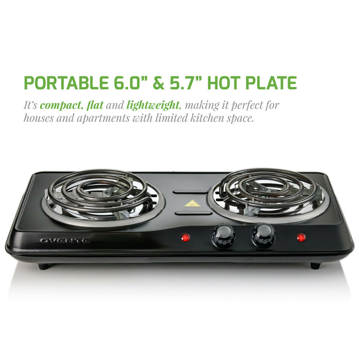 Ovente Electric Double Coil Burner 6 Inch Hot Plate Portable Cooktop BGC102B - Fresh Stock Dated February 2026