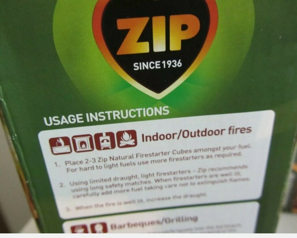 Lot (3) 24-pack ZIP natural firestarter 100% wax wood outdoor/indoor = 72 cubes! - Fresh Stock Dated January 2026