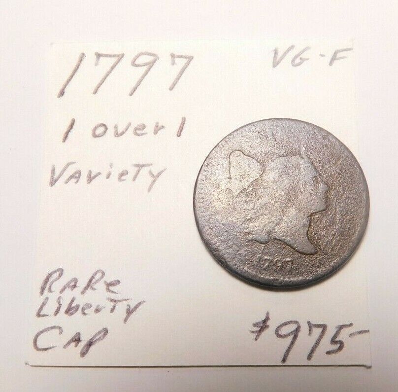 RARE 1797 1 OVER 1 VARIETY VG-FINE 1/2 CENT LIGHTLY GRAINY LIBERTY CAP !!!!!!!!! - Fresh Stock Dated December 2025