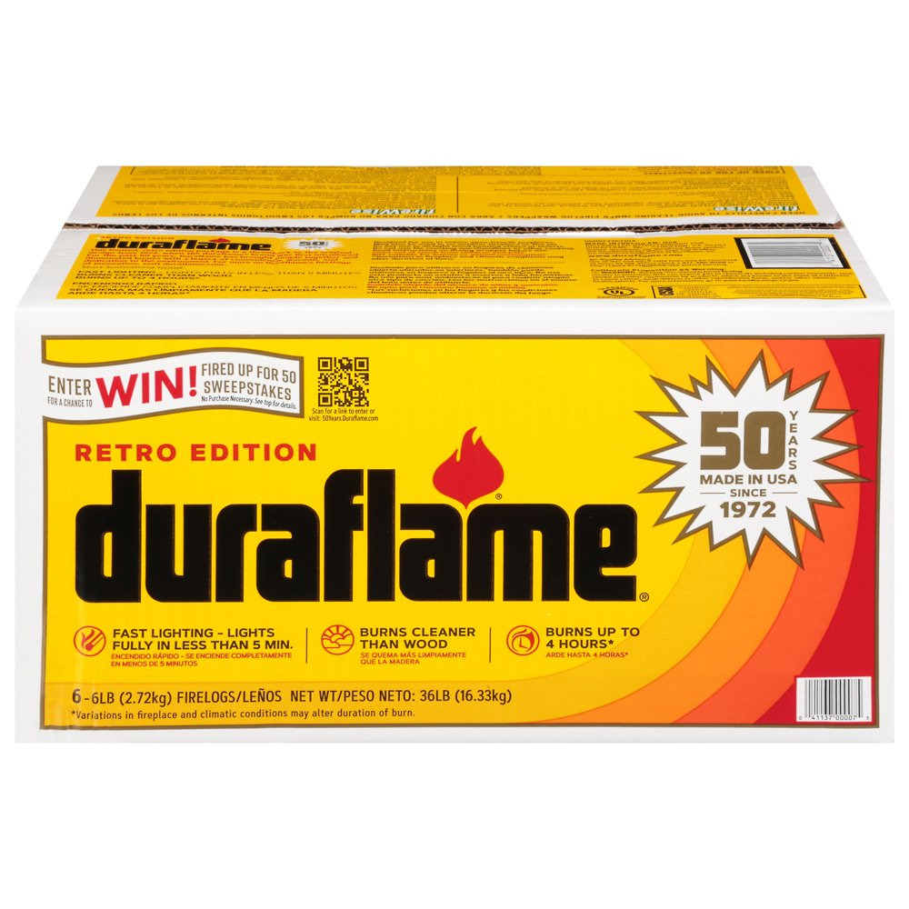 Duraflame 6Lb Firelogs 6-Pack Case, 4 Hour Burn - Fresh Stock Dated January 2026