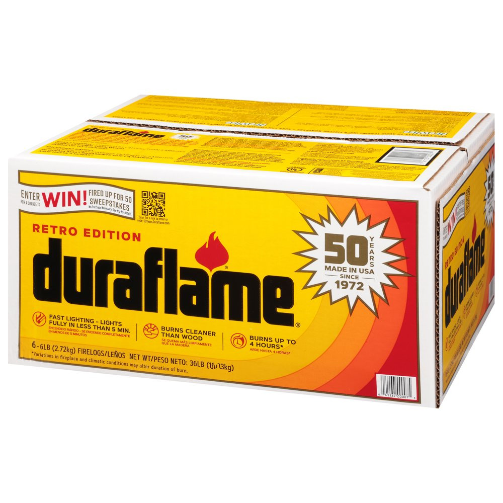 Duraflame 6Lb Firelogs 6-Pack Case, 4 Hour Burn - Fresh Stock Dated January 2026