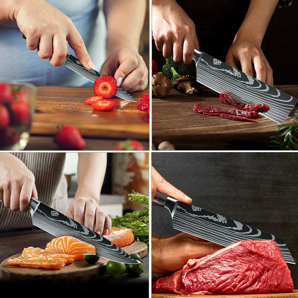 5 PCS Kitchen Knives Set Japanese Damascus Style Stainless Steel Chef Knife US - Fresh Stock Dated February 2026