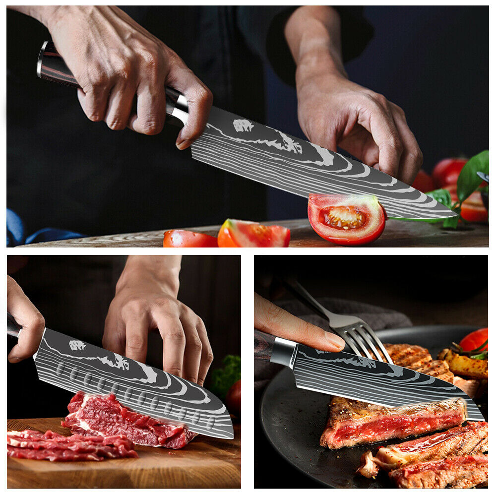 5 PCS Kitchen Knives Set Japanese Damascus Style Stainless Steel Chef Knife US - Fresh Stock Dated February 2026