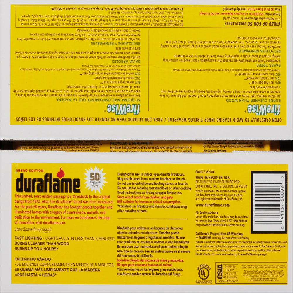 Duraflame 6Lb Firelogs 6-Pack Case, 4 Hour Burn - Fresh Stock Dated January 2026