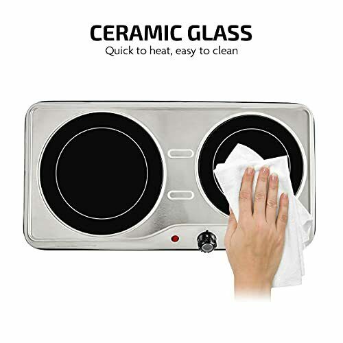 Electric Stove Cooktop Burner Infrared Ceramic Double Glass Hot Plate 1500 Watts - Fresh Stock Dated February 2026