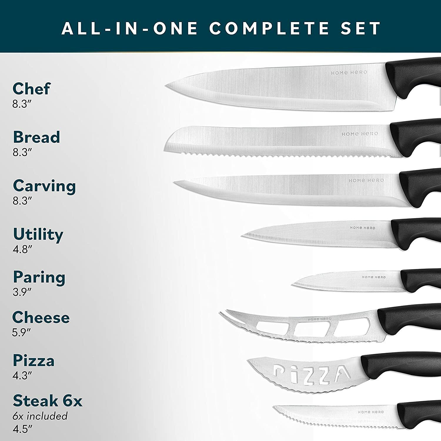 Knife Set Sharp Stainless Steel Professional Chef Cutlery Steak Kitchen Knives - Fresh Stock Dated February 2026