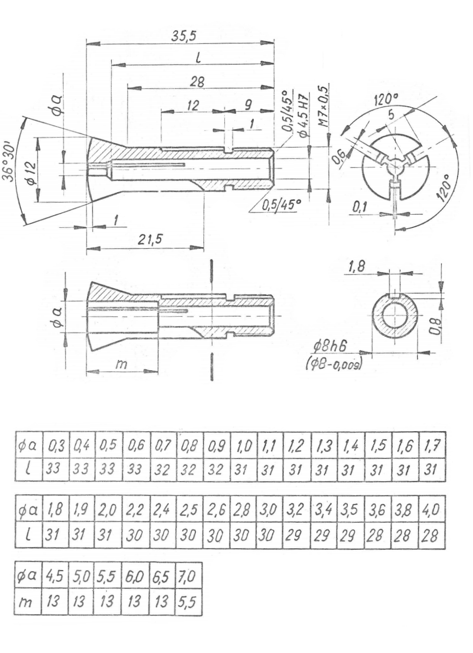 8mm Watchmakers Lathe Collet fine thread ----- M7 x 0,5 ----- - Fresh Stock Dated December 2025