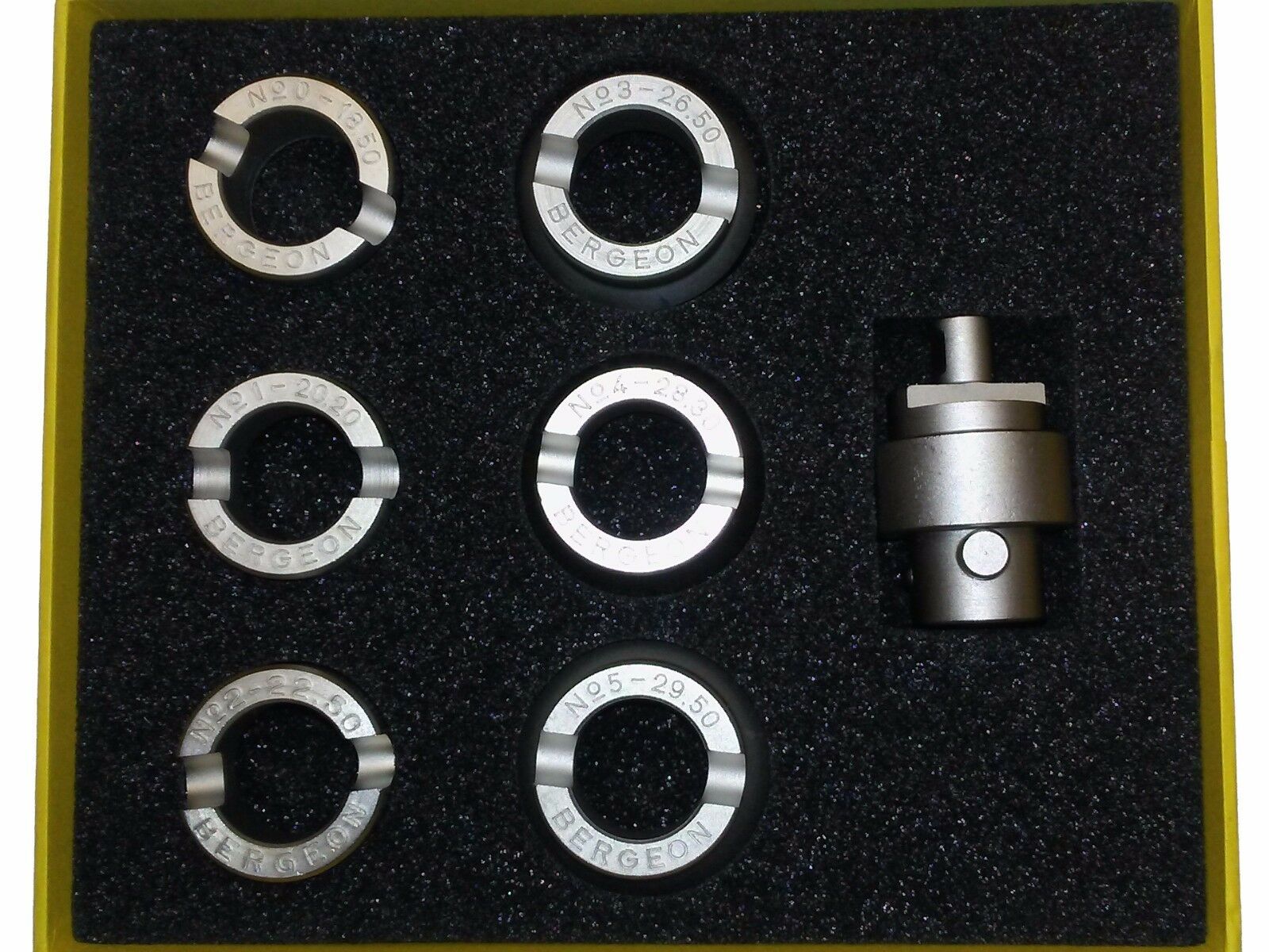 Bergeon Six Chucks with Mounting Adapter for Waterproof Case Opener 5700 - Fresh Stock Dated December 2025