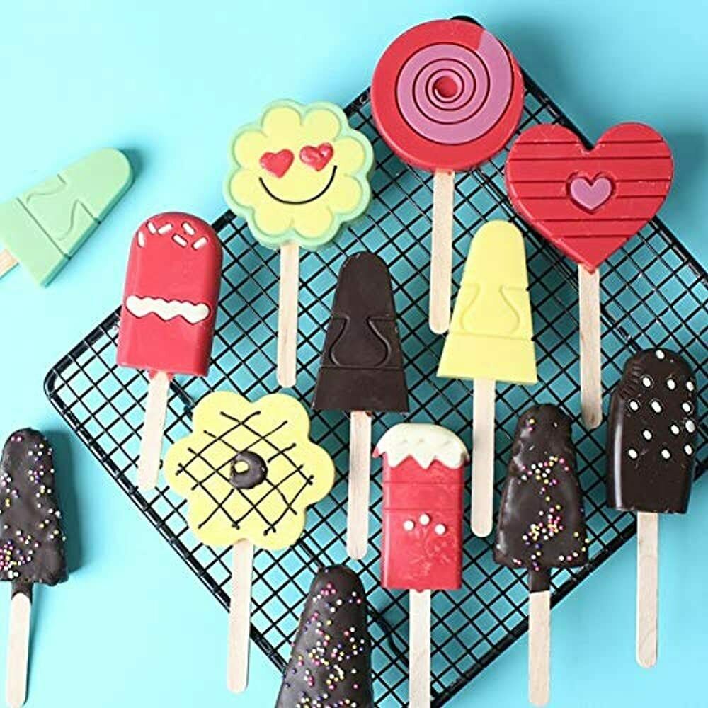 QELEG Classic Silicone Easy Cream Mini Ice Bar Moulds With 40 Wooden Sticks &amp - Fresh Stock Dated February 2026