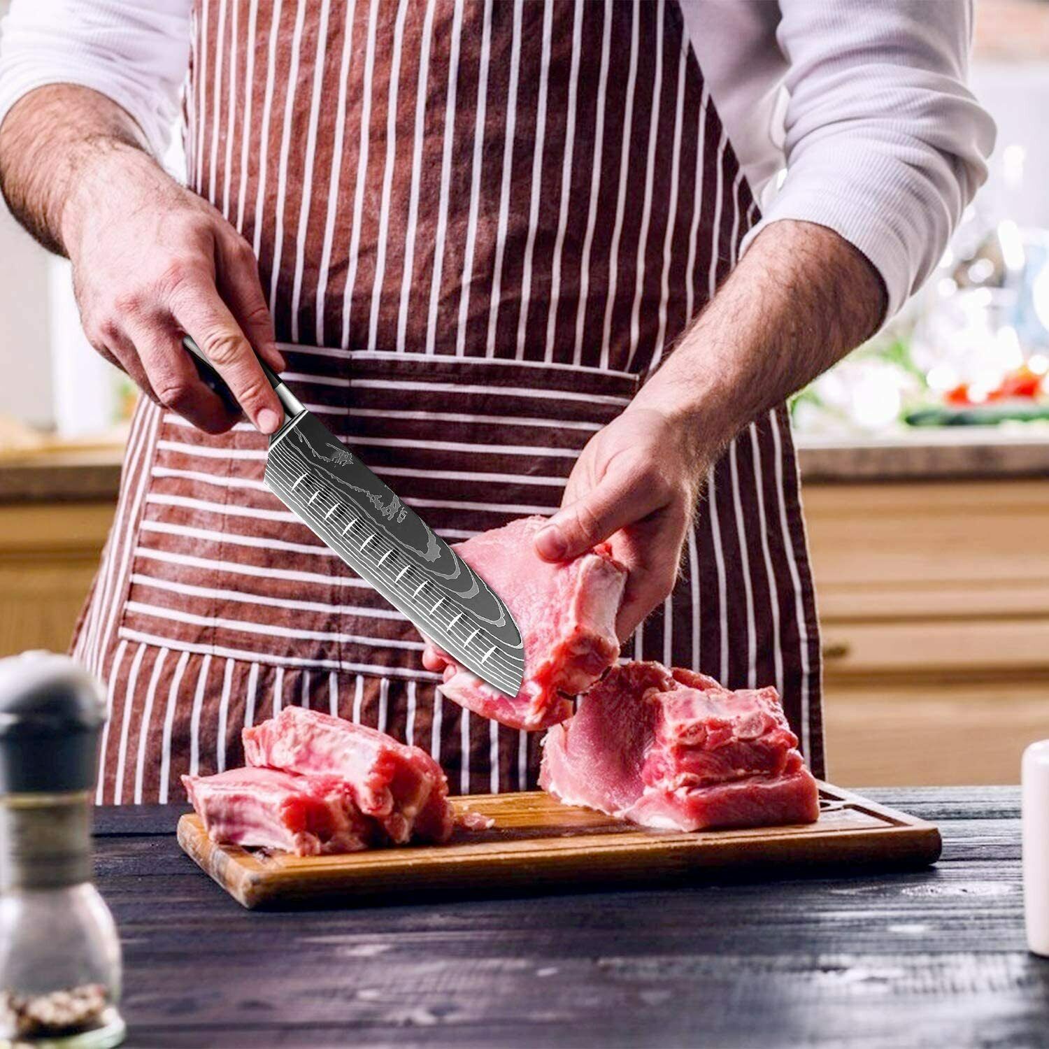 9 Pcs Kitchen Knives Chef Knife Set High Carbon Stainles Steel with Knife Block - Fresh Stock Dated February 2026