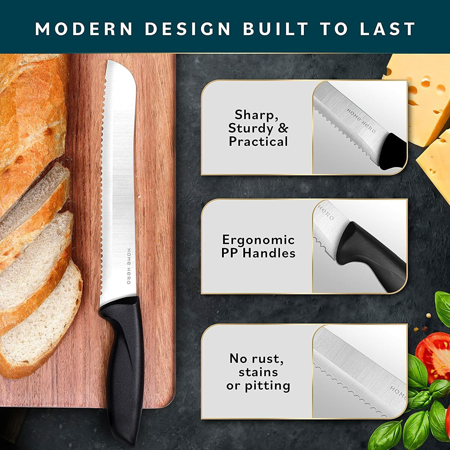 Knife Set Sharp Stainless Steel Professional Chef Cutlery Steak Kitchen Knives - Fresh Stock Dated February 2026