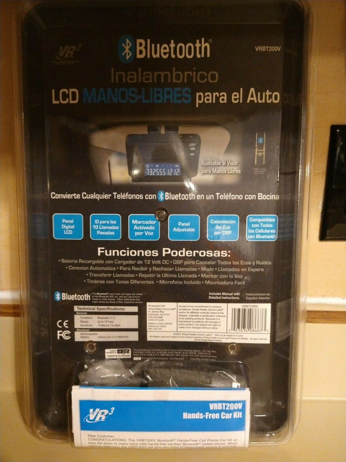 VR3 Bluetooth Wireless LCD Hands-Free Car Kit - Fresh Stock Dated December 2025