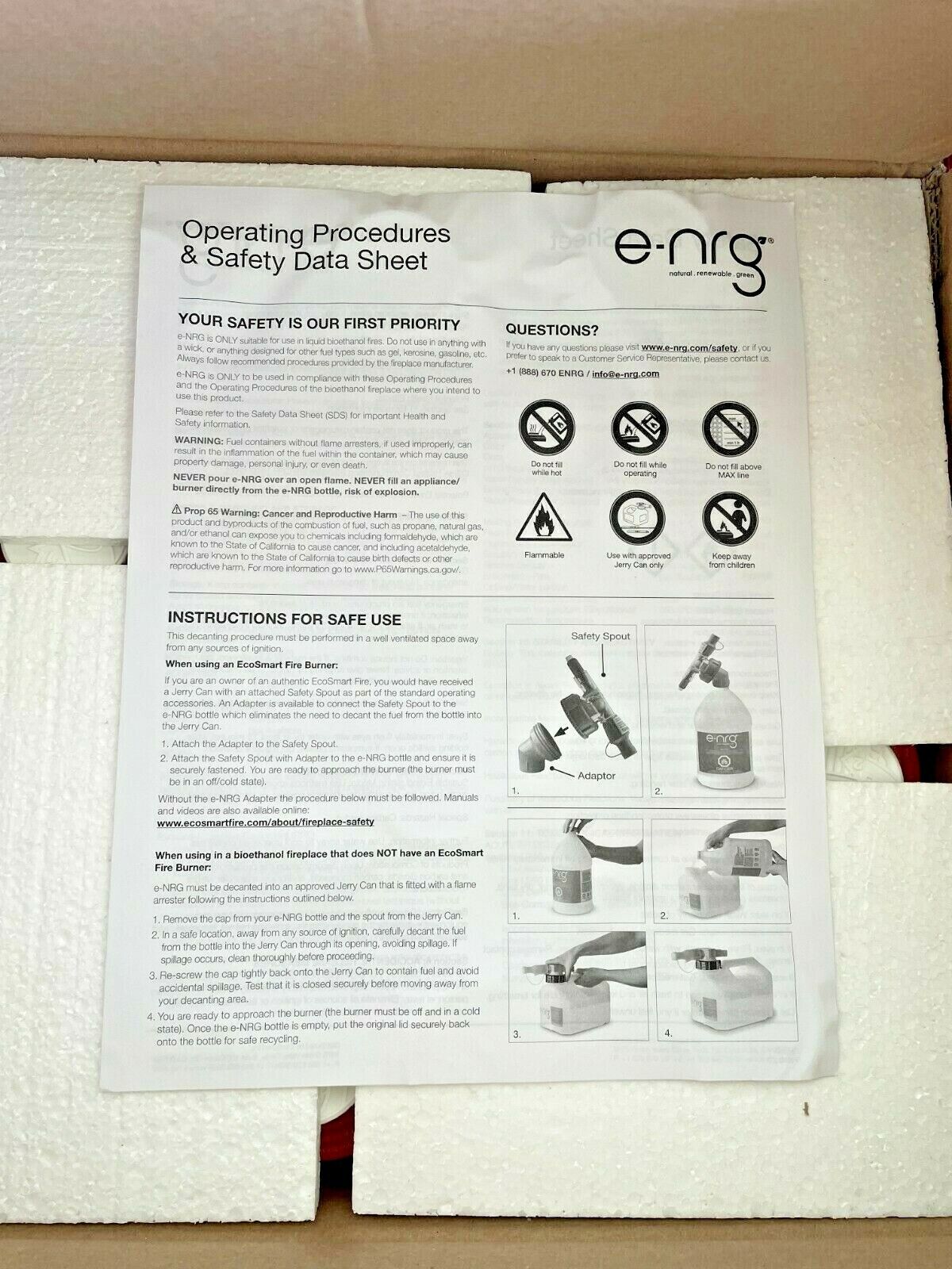 16 Quarts of e-NRG Vent Free Fireplace, Fire Pit Bioethanol Fuel - Fresh Stock Dated January 2026