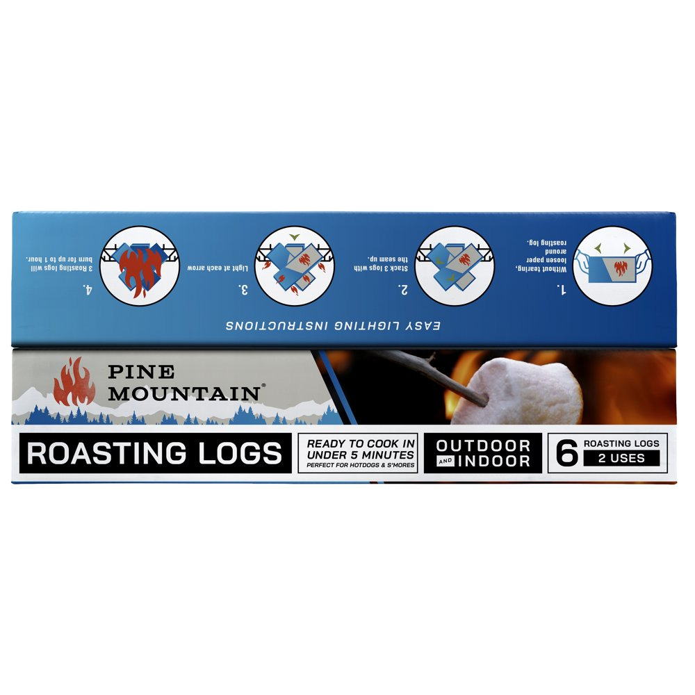 Roasting Log for Campfires, 6 Logs, 2 Use Pack, Food-Safe Cooking Firelog - Fresh Stock Dated January 2026