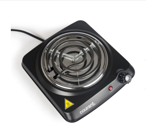 Portable Electric Single Burner 1000 Watts Thermostat Control  Auto Shut-Off - Fresh Stock Dated February 2026