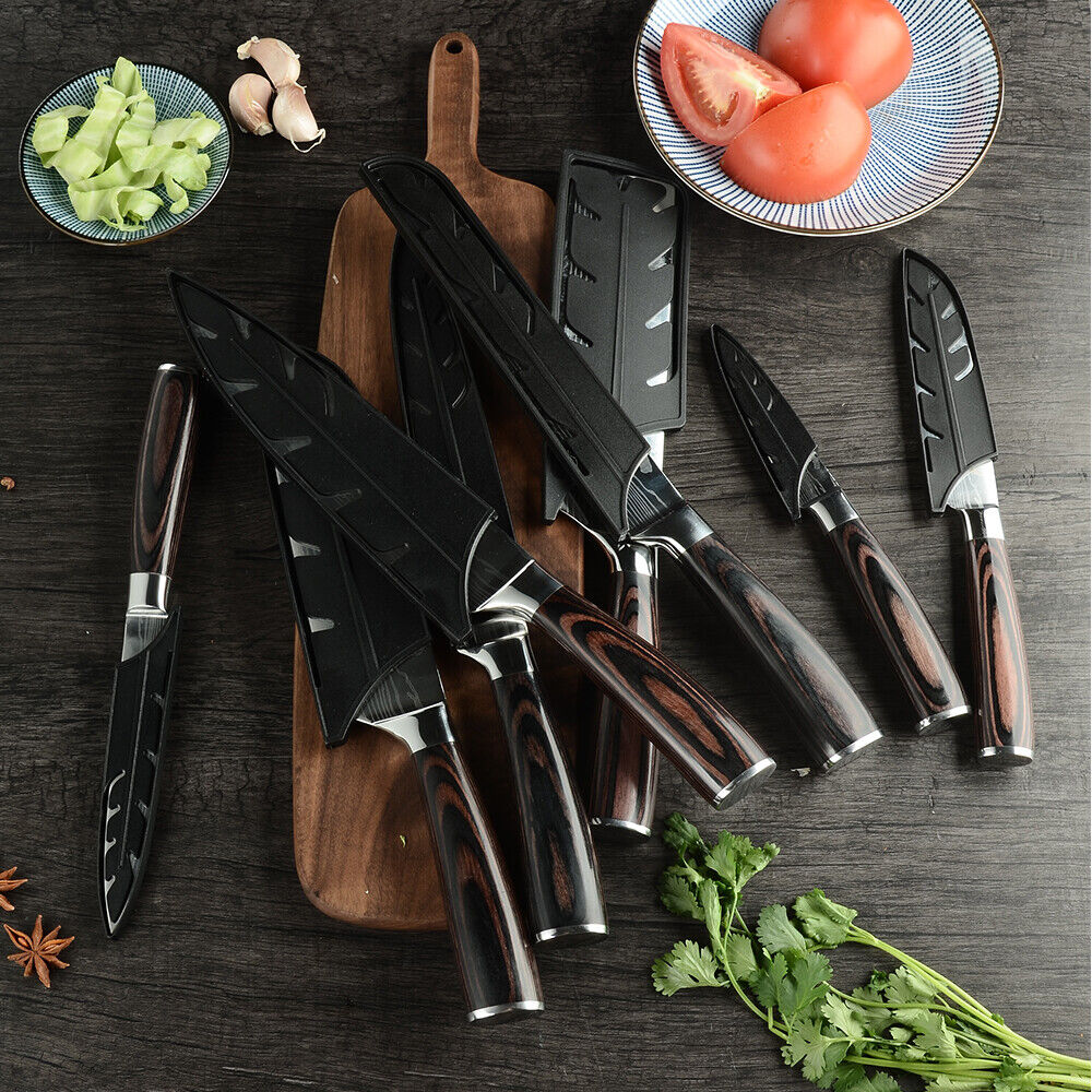 12Piece Kitchen Set Japanese Knife Stainless Steel Chef Knives Damascus Pattern - Fresh Stock Dated February 2026