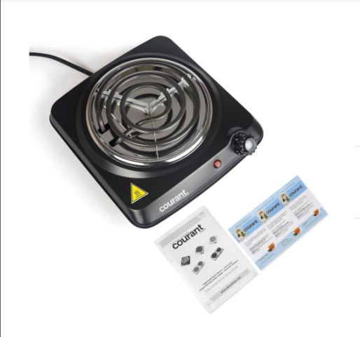 Portable Electric Single Burner 1000 Watts Thermostat Control  Auto Shut-Off - Fresh Stock Dated February 2026
