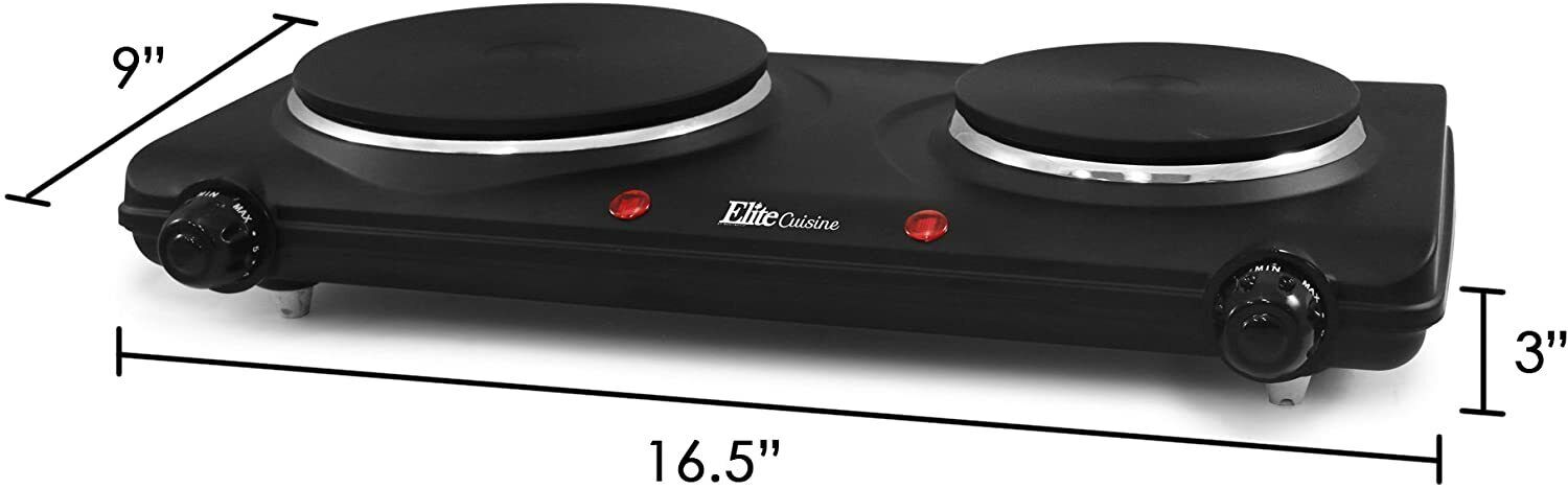 Double Flat Plate Countertop Electric Hot Burner Temperature Controls 1500 Watts - Fresh Stock Dated February 2026