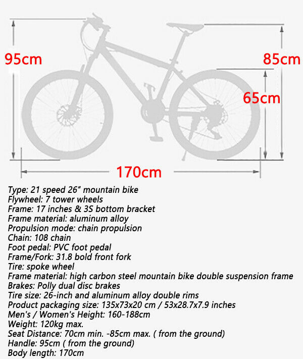Mountain Bike 26 inch Wheels 21 Speed Bicycle Disc Bicycles+Lock+Air Pump A USA - Fresh Stock Dated December 2025