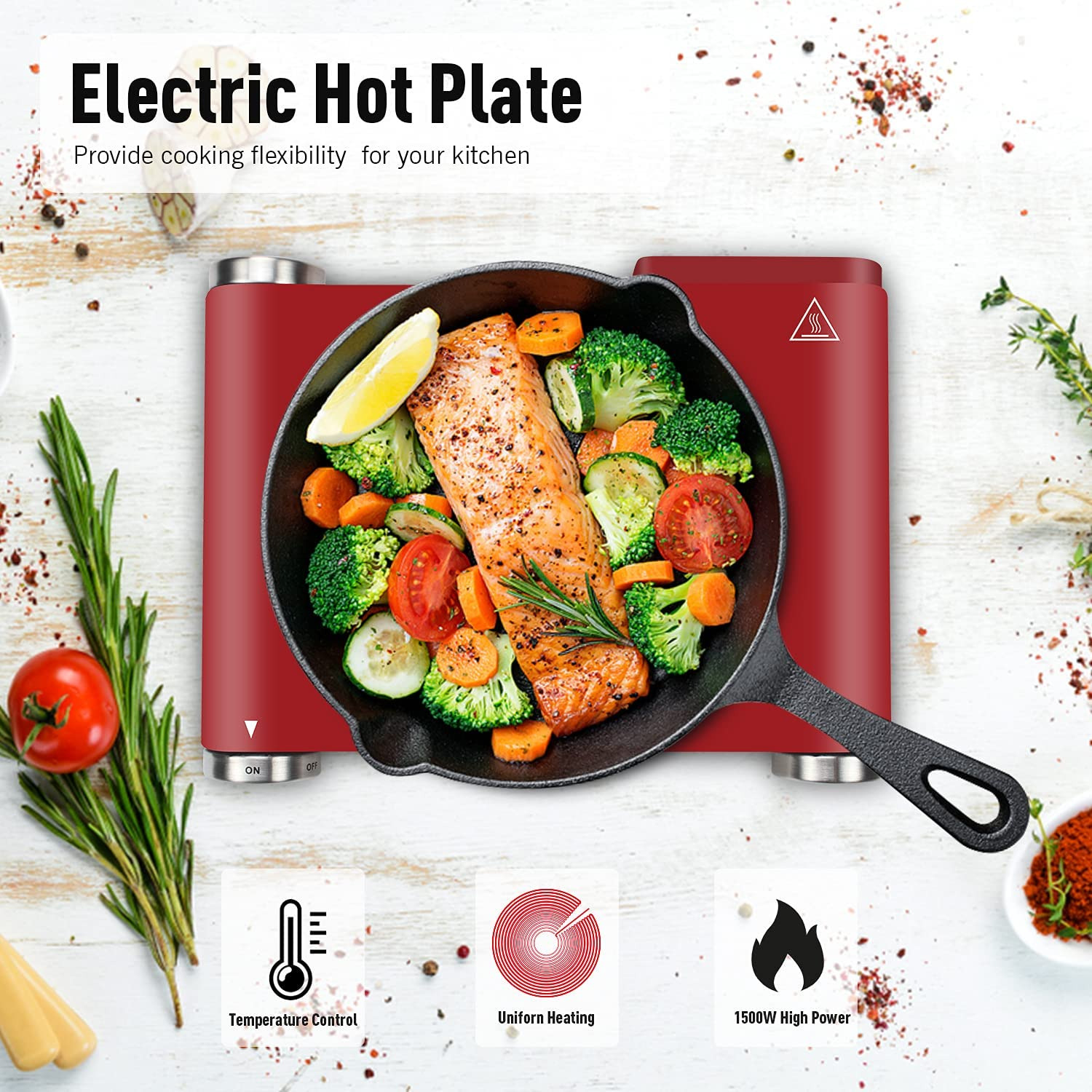 Electric Burner Single Cast Iron Hot Plates for Cooking Portable Stainless Steel - Fresh Stock Dated February 2026